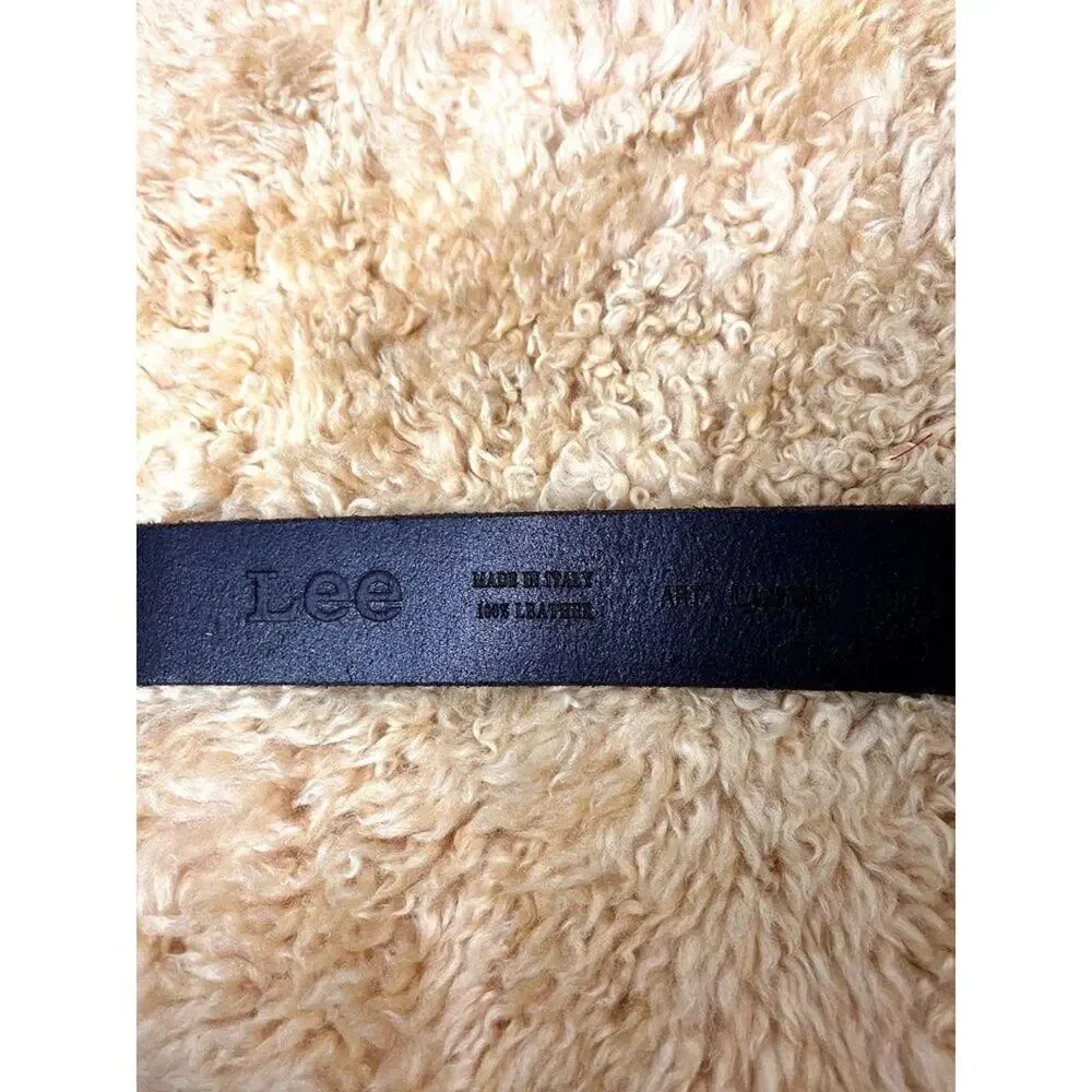 Lee Cowboy Brown Leather Belt With Oval Metal Buckle Made In Italy